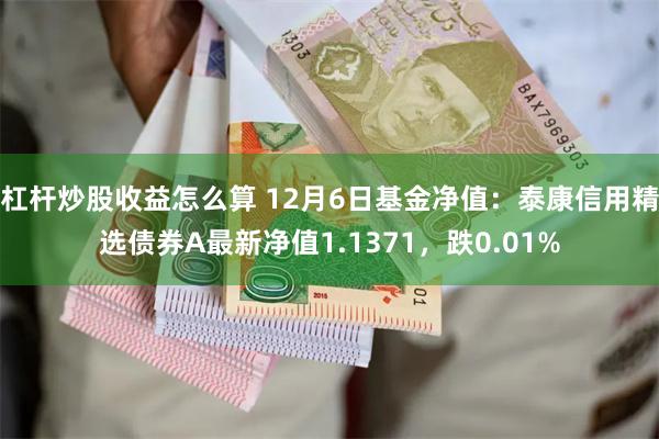 杠杆炒股收益怎么算 12月6日基金净值：泰康信用精选债券A最新净值1.1371，跌0.01%